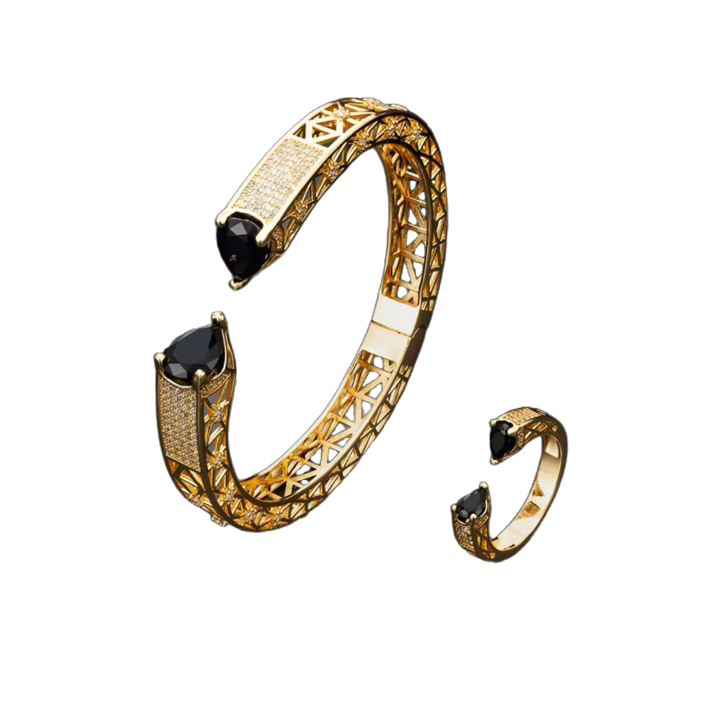 Black stone bangle set