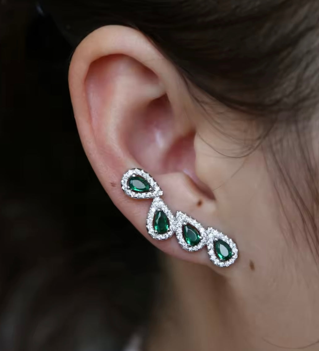 Emerald long earrings