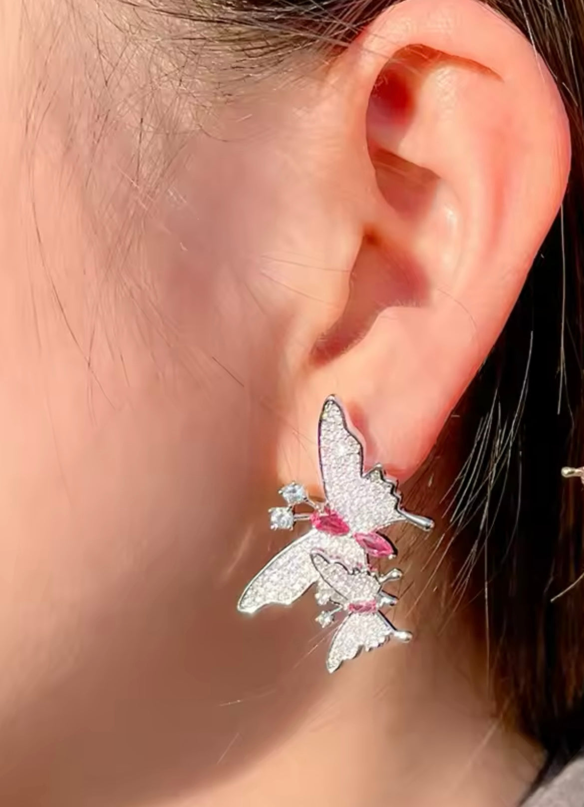 Ruby butterfly earrings