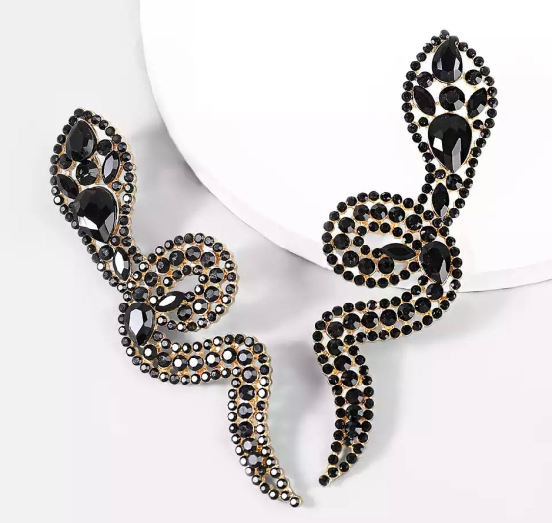 Large black earrings snake