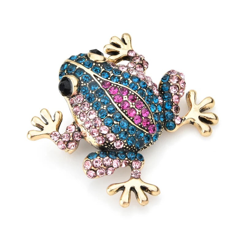 Colored frog brooch