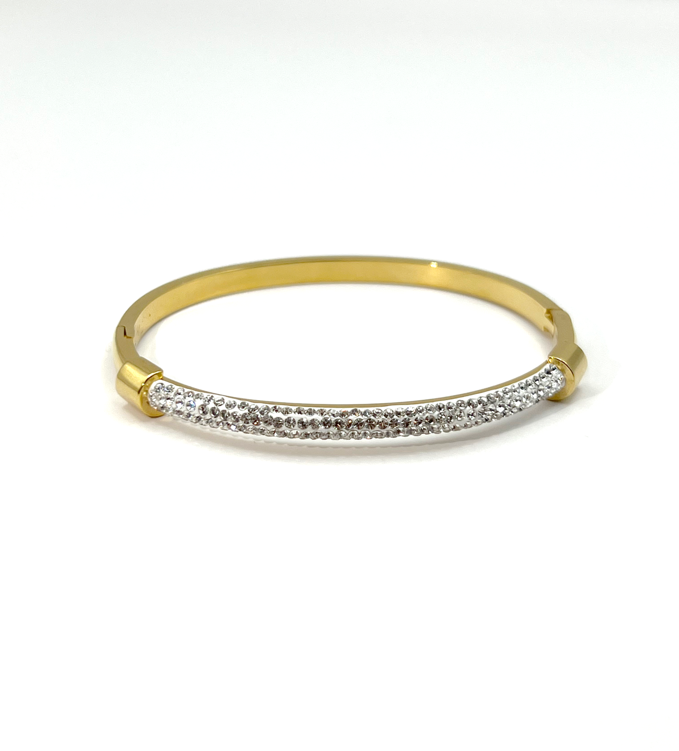 Cuff gold bangle with stones