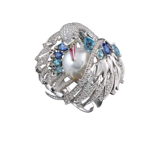 Swan pearl ring
