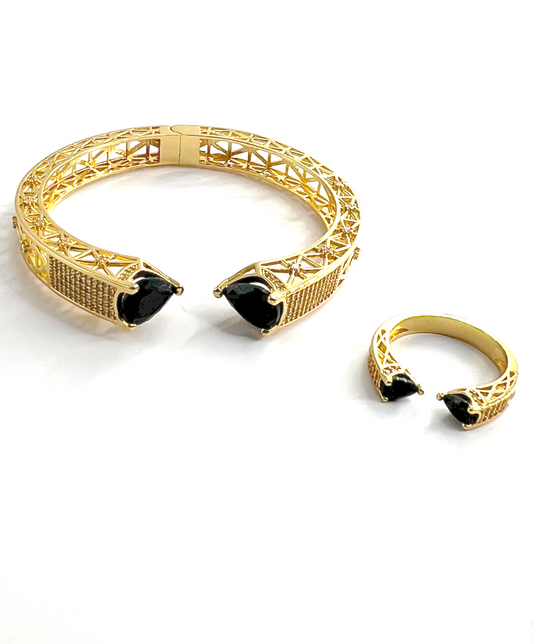 Black stone bangle set