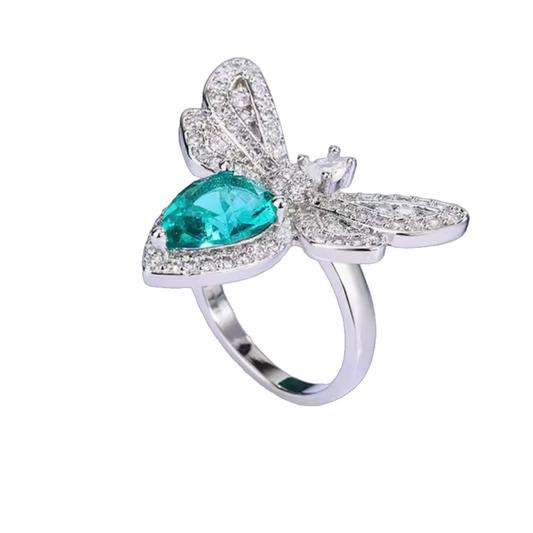 Butterfly emerald ring