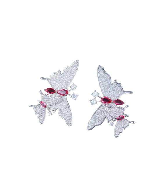 Ruby butterfly earrings