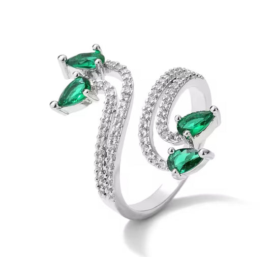 Snake emerald drop ring