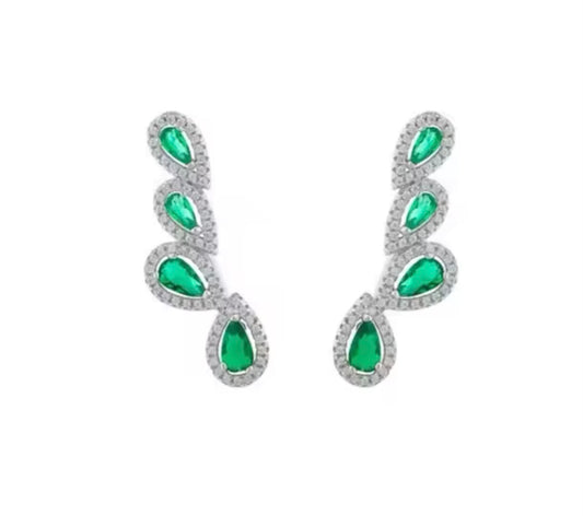 Emerald long earrings