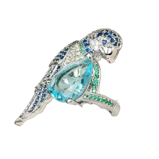 Parrot blue stone ring