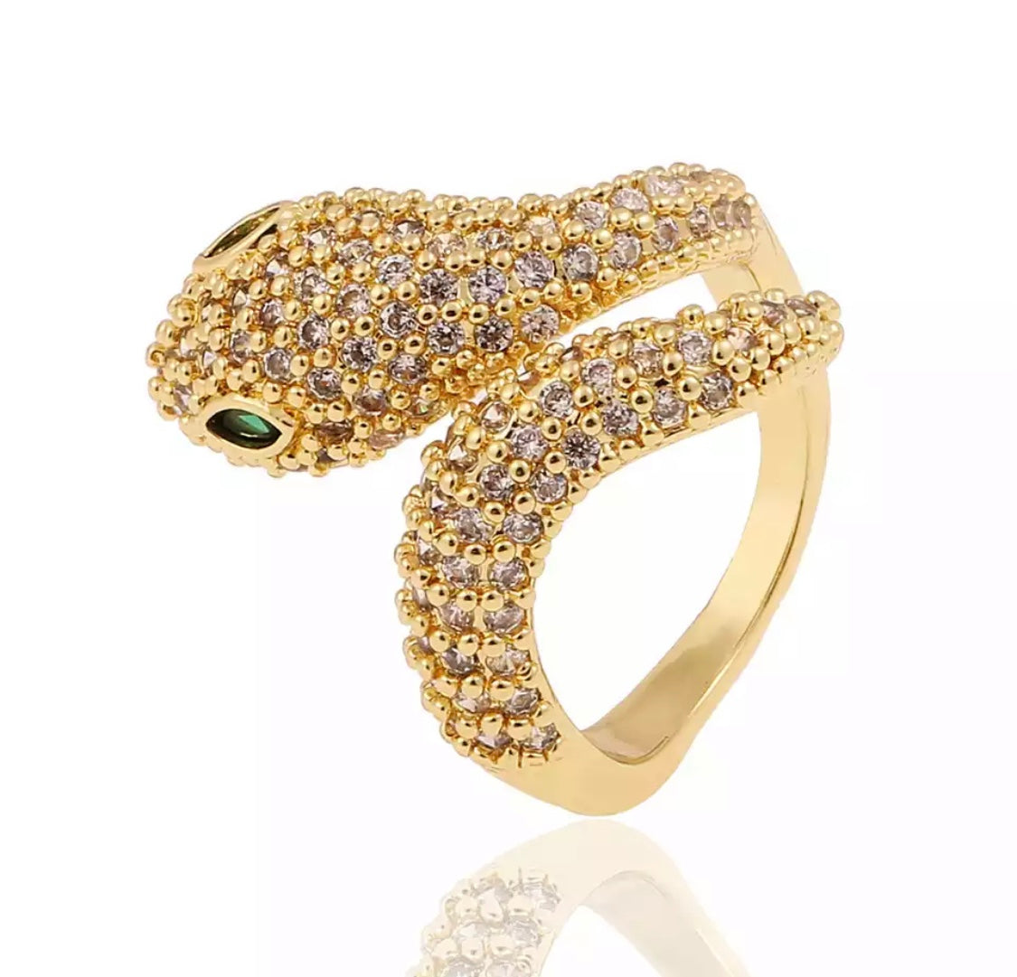 All crystal snake ring