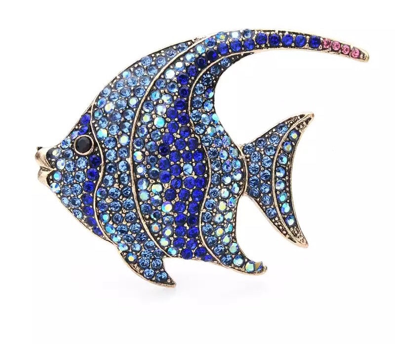 Blue Fish Brooch