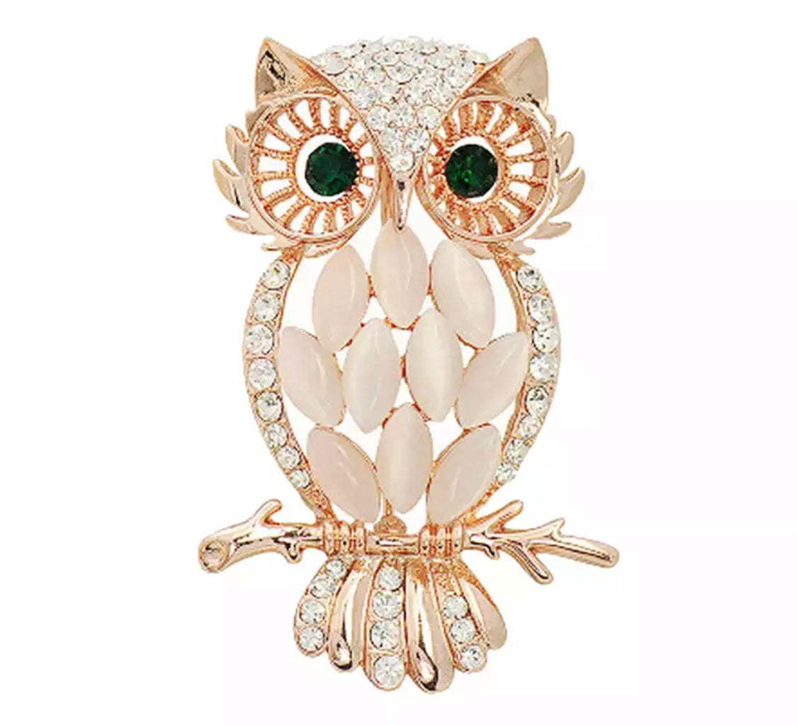 Owl blanche brooch