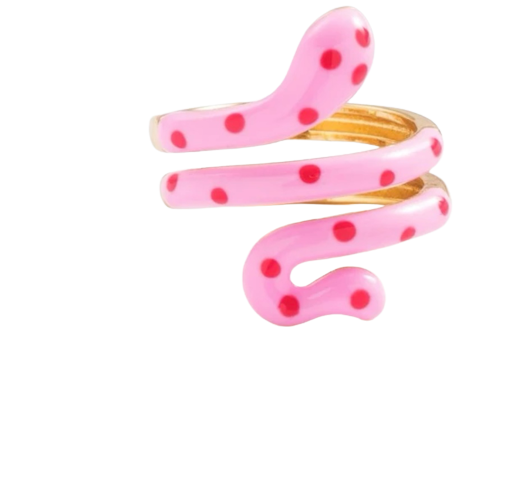 Pink polka dot snake ring