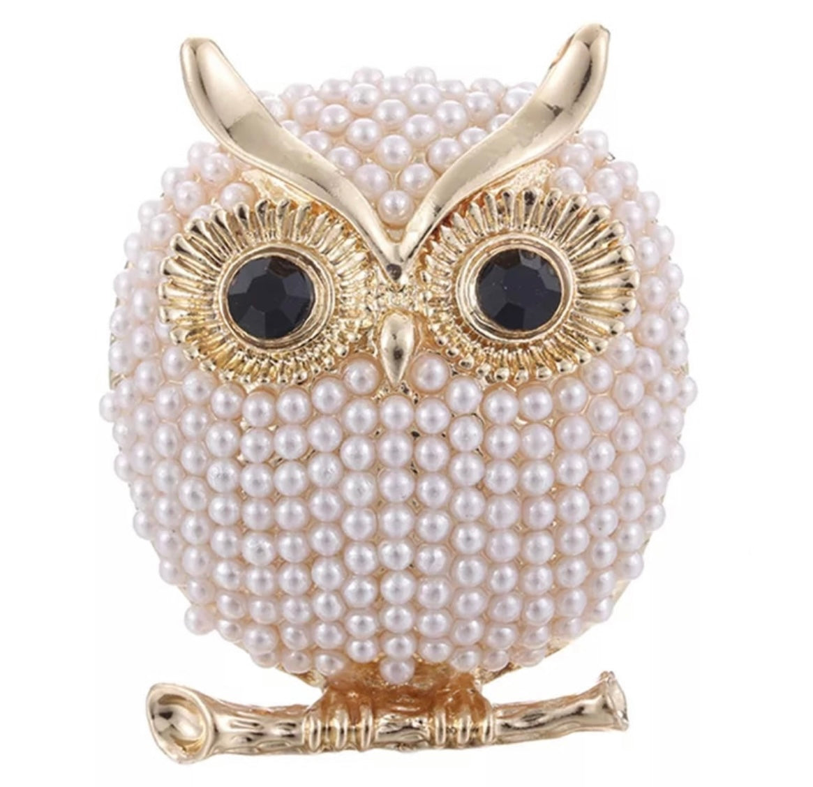 Pearly owl brooch