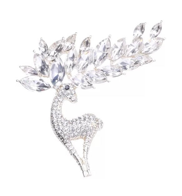 Crystal deer brooch