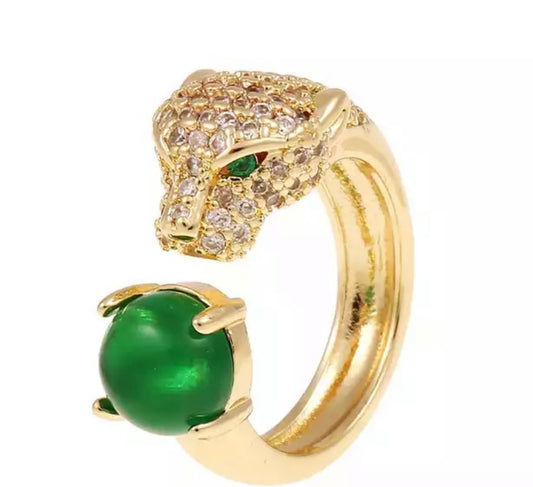 Emerald panther ring