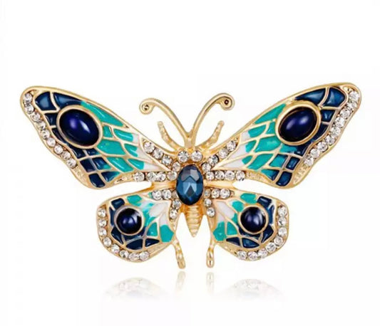 Blue butterfly brooch