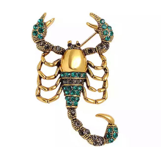 Emerald scorpion brooch