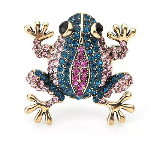 Colored frog brooch