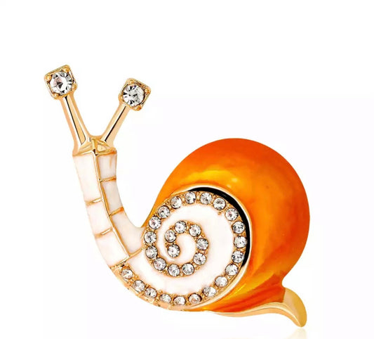 Orange snail brooch