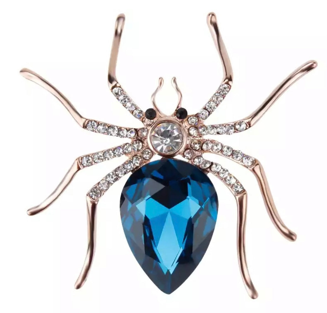 Venom blue spider brooch