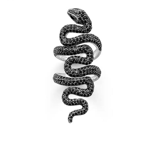 Long Black Snake Ring