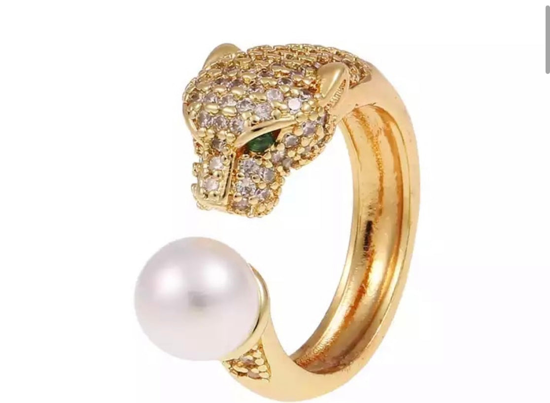 Pearl panther ring