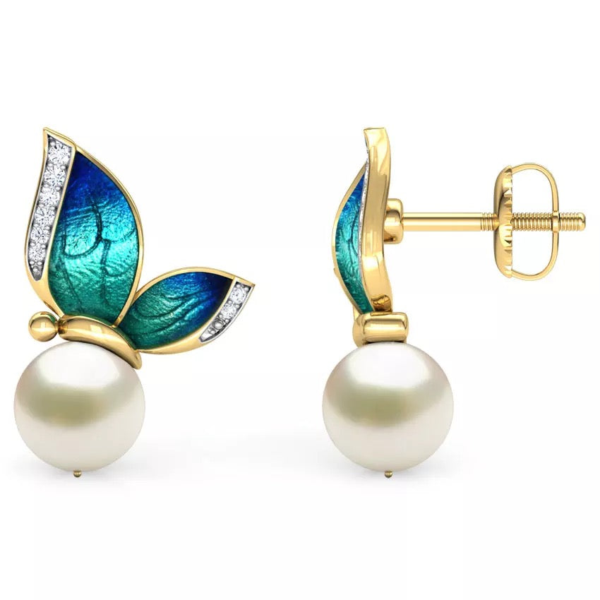 Butterfly pearl earrings