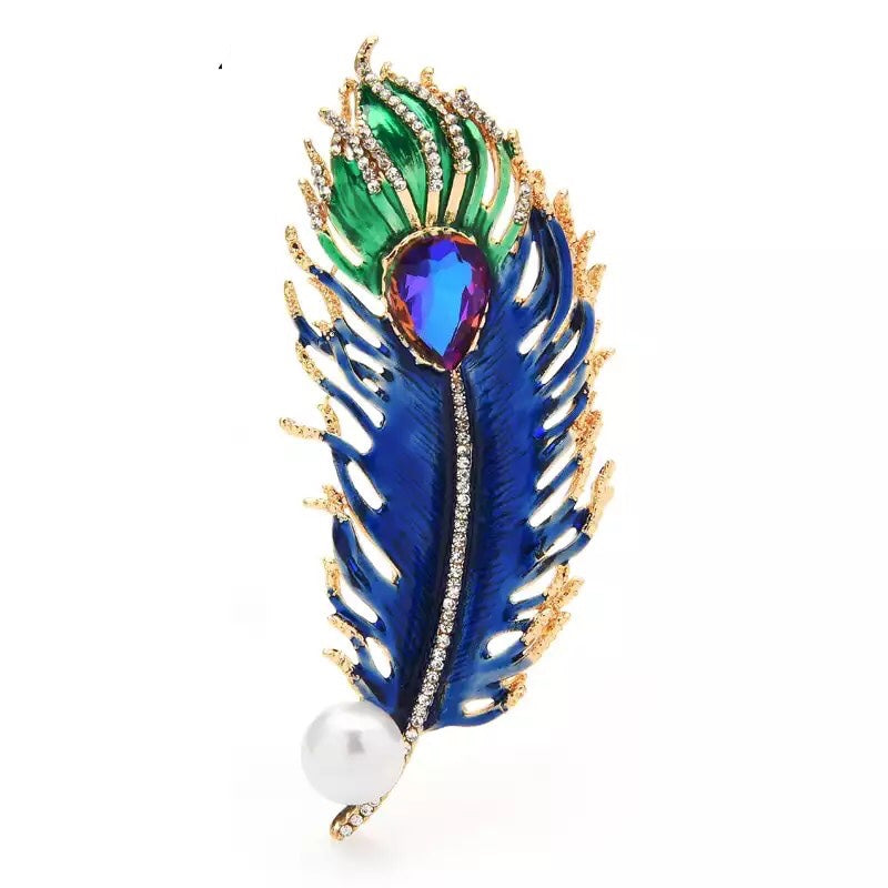 Peacock feather brooch