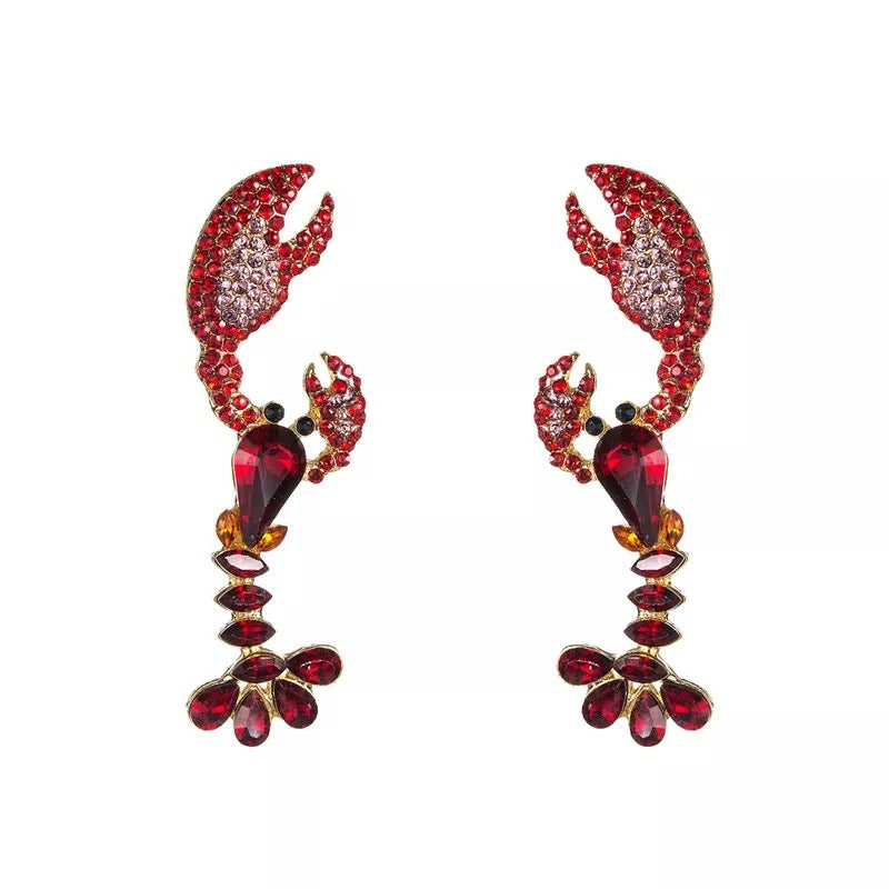 Ruby Crab Earrings