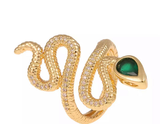 Emerald snake gold ring