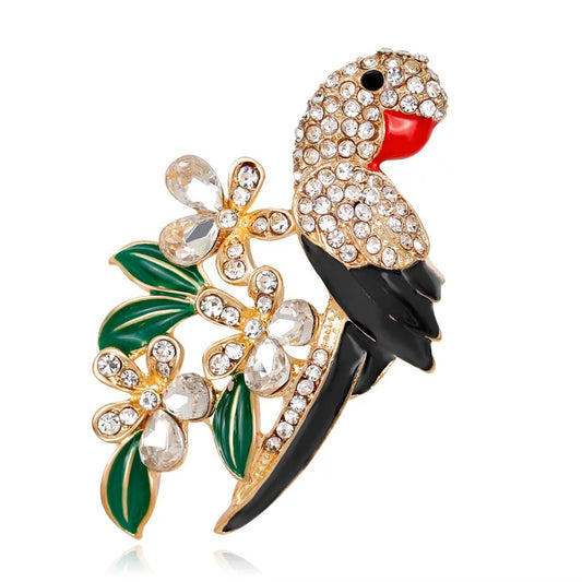 Bird on flower brooch