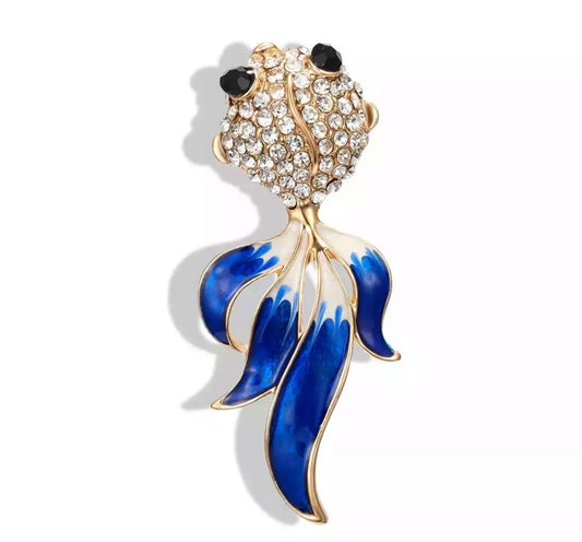 Blue fish brooch