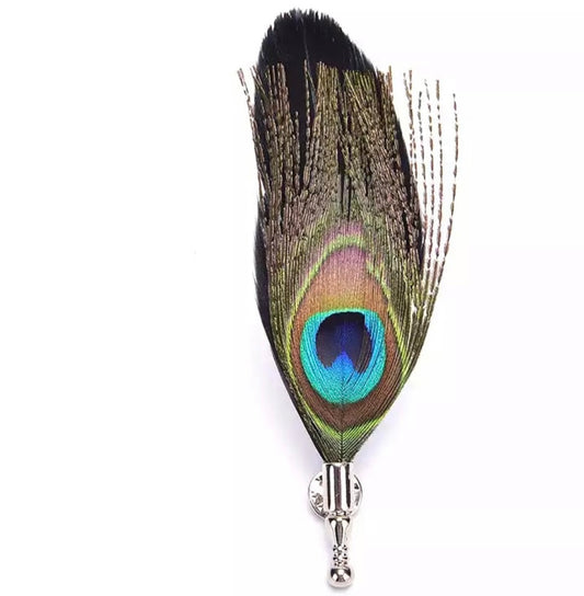 Brown peacock brooch