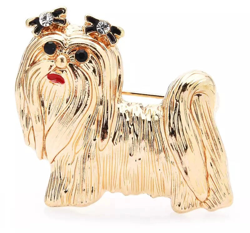 Gold dog brooch