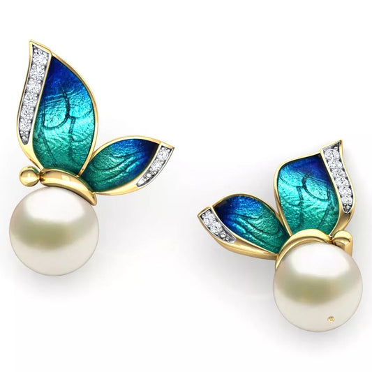 Butterfly pearl earrings