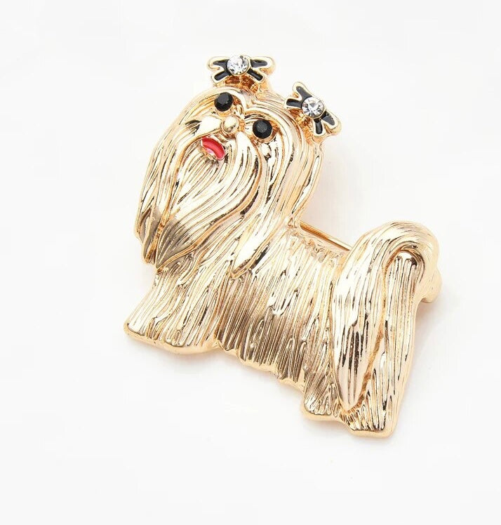 Gold dog brooch