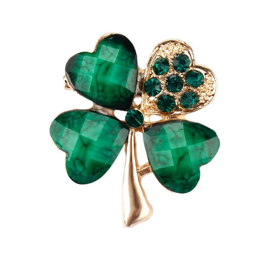 Four leaves emerald brooch