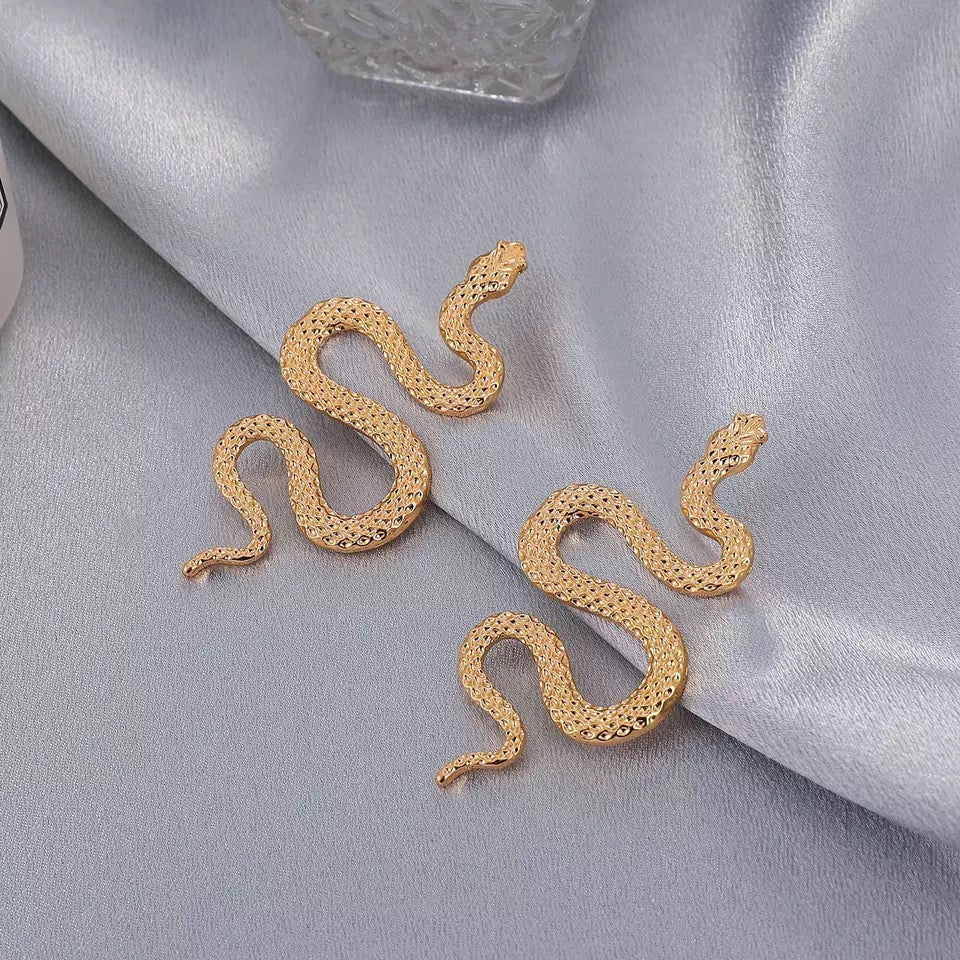 Big gold snake earrings