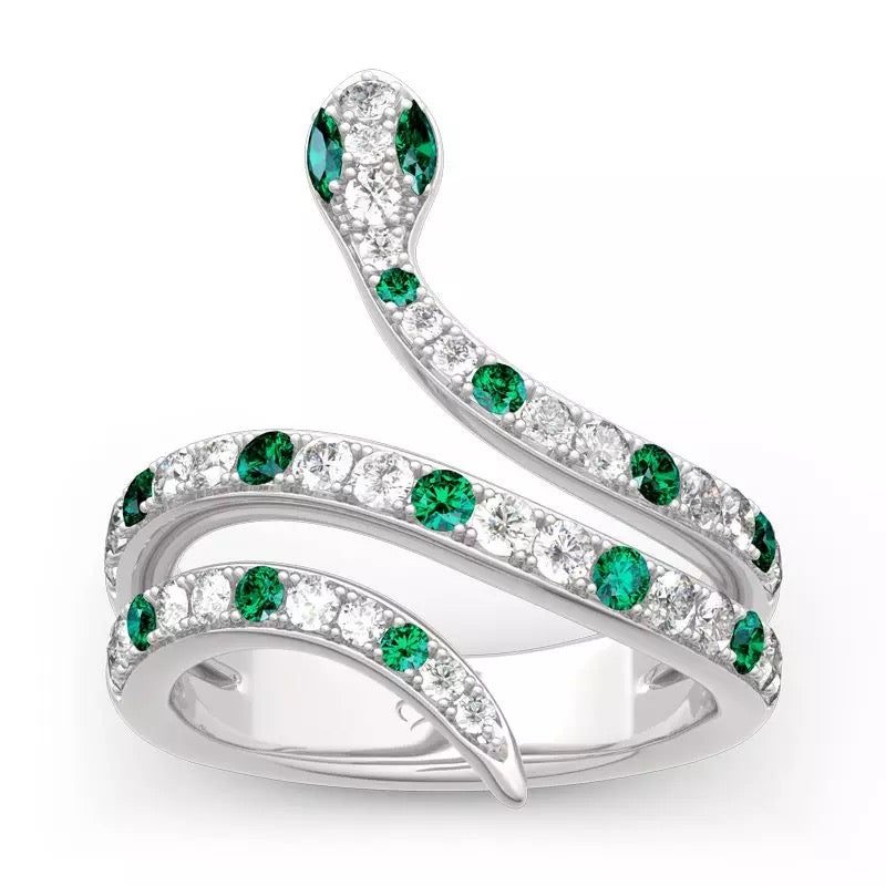 Emerald Crystal Snake Ring