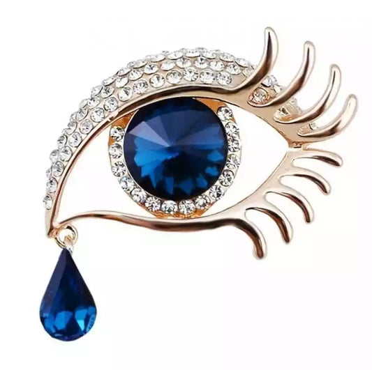 Blue eye tear brooch