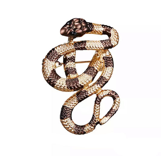 Snake Brooch gold black