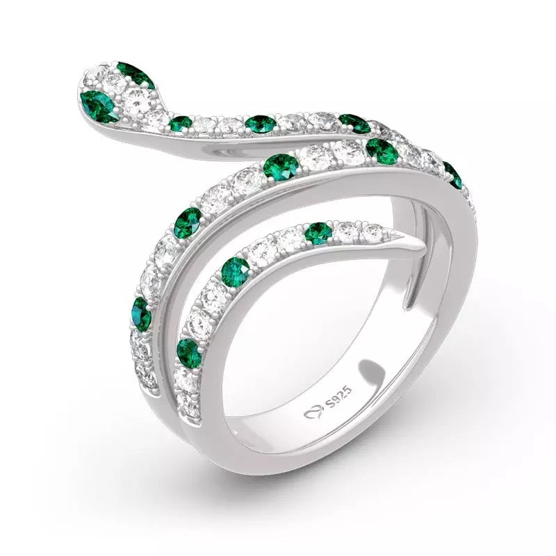 Emerald Crystal Snake Ring