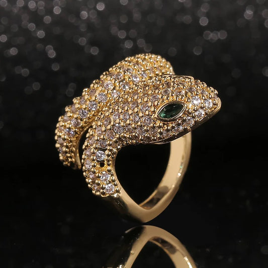 All crystal snake ring