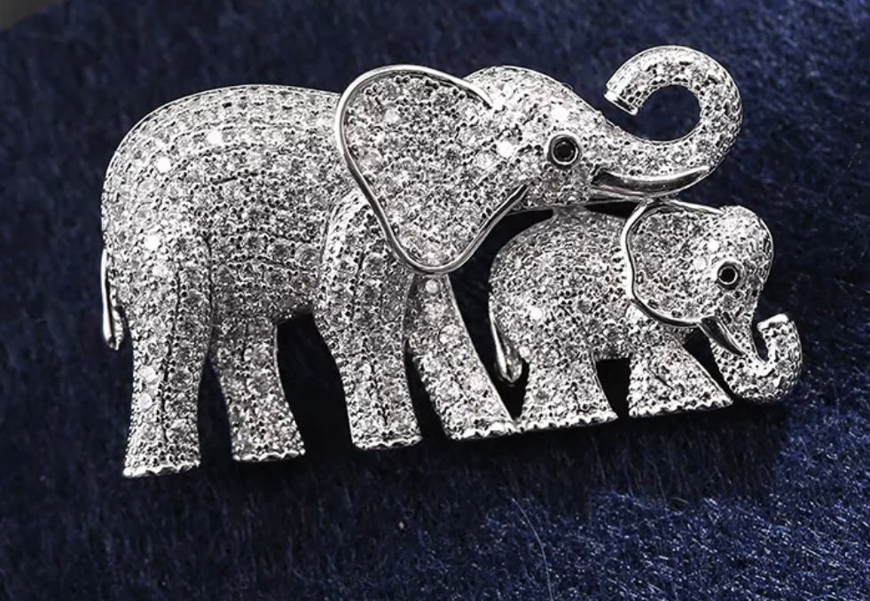 Silver elephant brooch